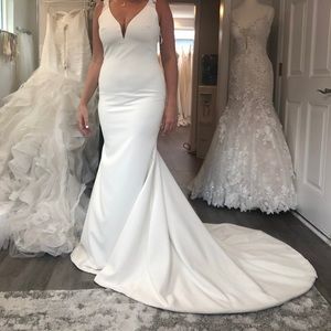 THEIA beaded crepe wedding dress